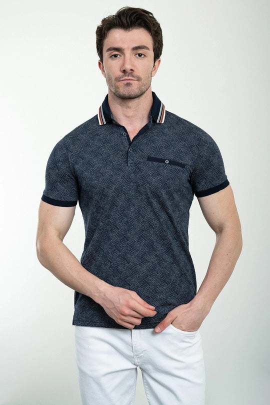 Marina Woven Navy Polo Shirt