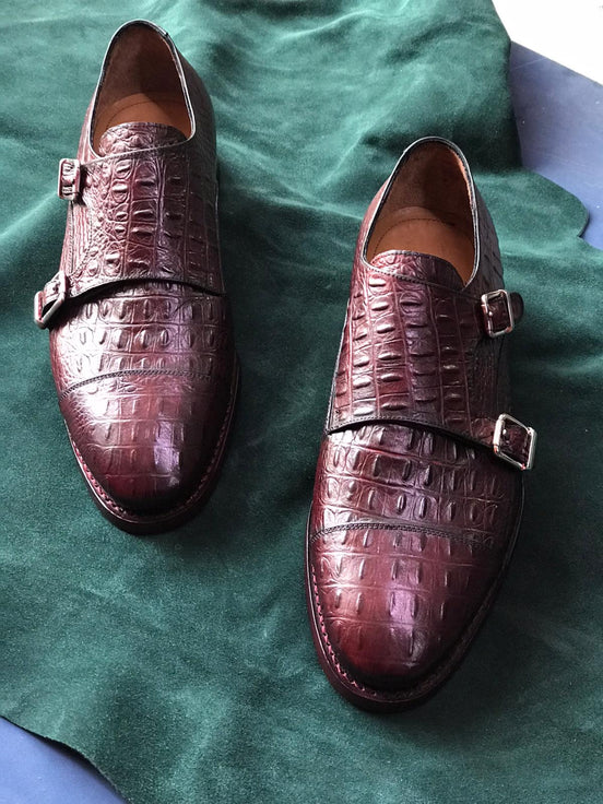 The Agrona Cap Toe Brown Double Monk Strap Shoes