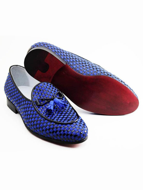 The Akua Blue Black Tassel Loafers