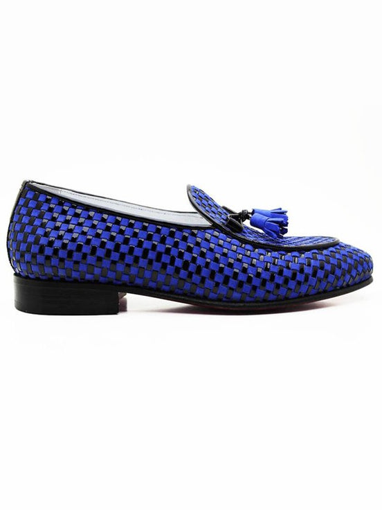The Akua Blue Black Tassel Loafers