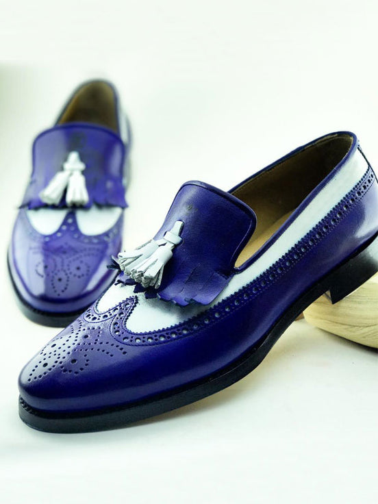 The Celsus Kiltie Navy Blue Tassel Loafers
