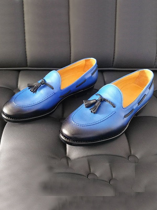 The Charlene Blue Tassel Loafers