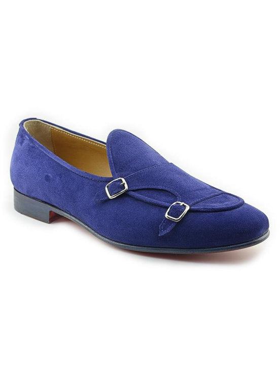The Leah Suede Navy Blue Double Monk Strap Shoes