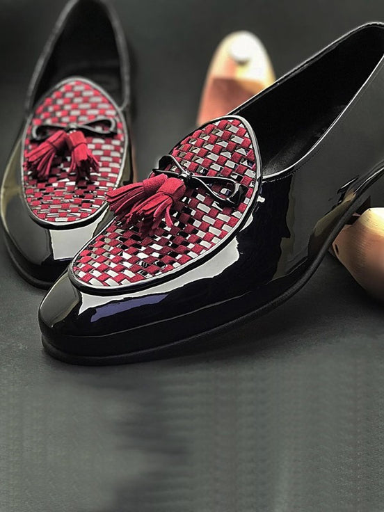 The Nicolò Burgundy Black Tassel Loafers