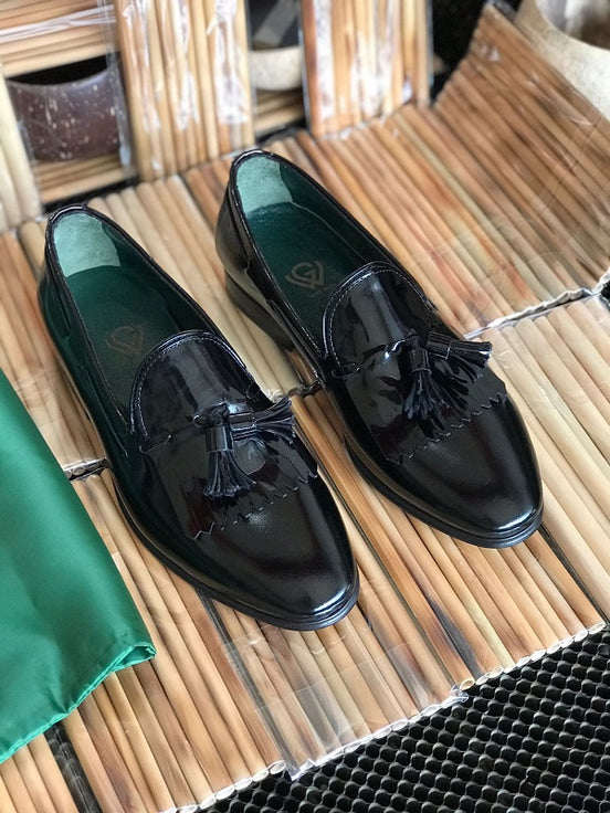The Oth Patent Leather Black Tassel Loafers