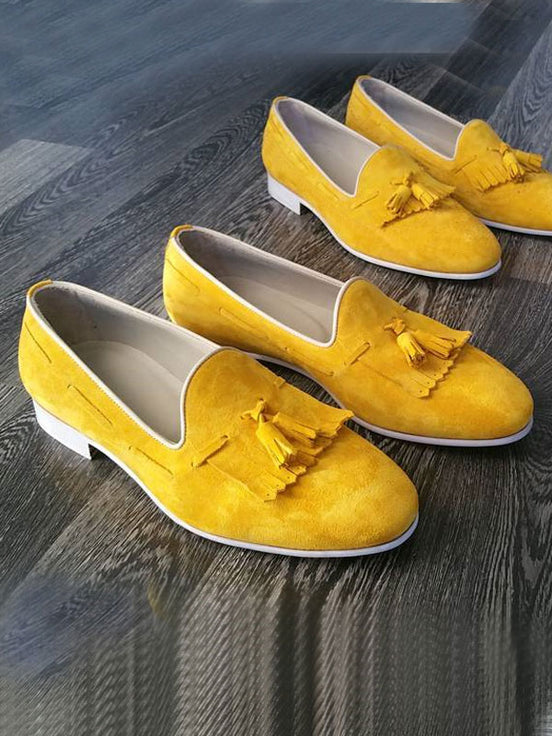 The Oth Suede Kiltie Yellow Tassel Loafers
