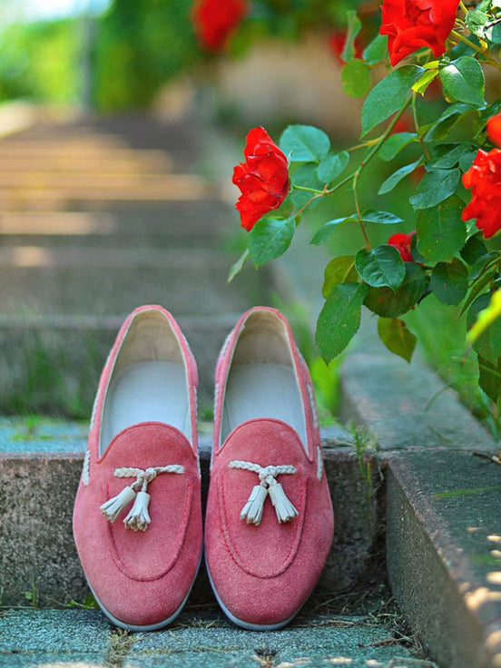 The Seraglio Suede Pink Tassel Loafers