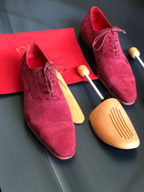 The Sumptuous Cap Toe Suede Pink Oxford Shoes