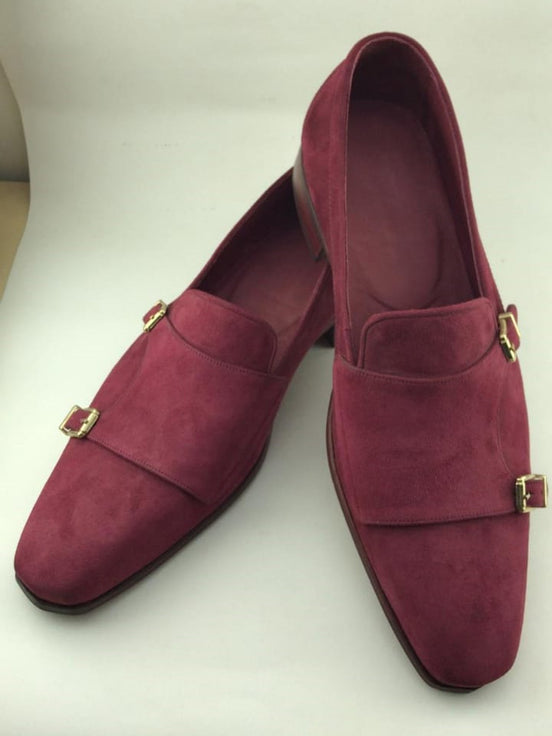 Burgundy Double Monk Strap Shoes
