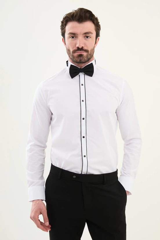 White Black Tuxedo Shirt