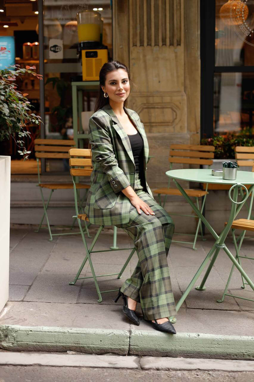 Green Plaid Suit Women