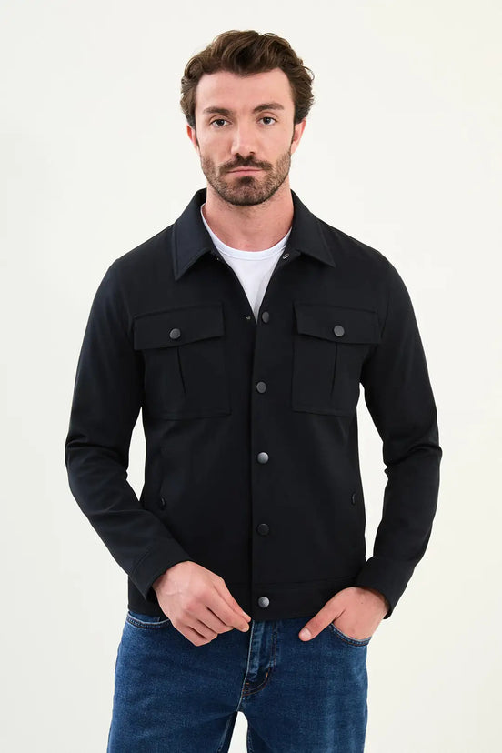 Navy Blue Wool Jacket