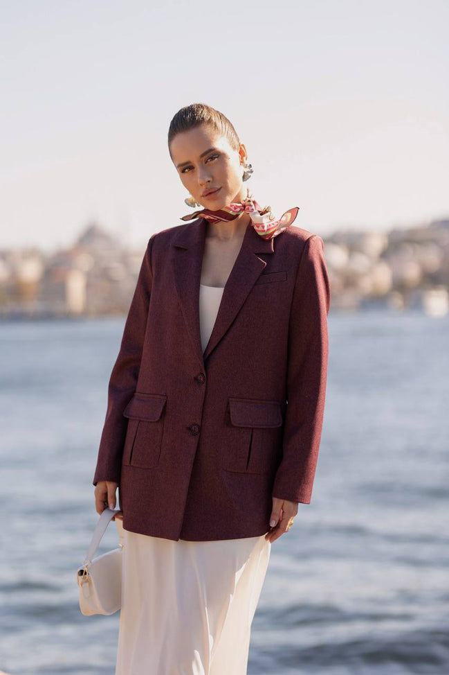 Purple Blazer for Women Wool