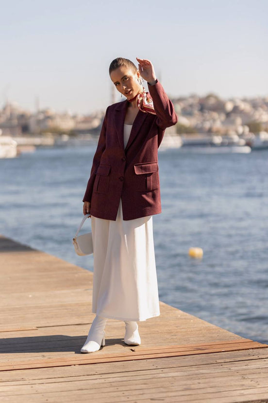 Purple Blazer for Women Wool