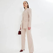 2 Piece Beige Pant Suit