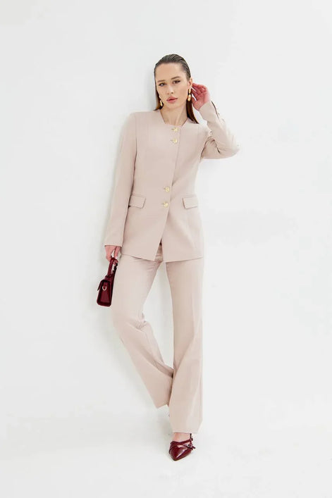 2 Piece Beige Pant Suit