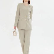 2 Piece Khaki Pant Suit