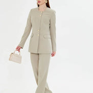 2 Piece Khaki Pant Suit