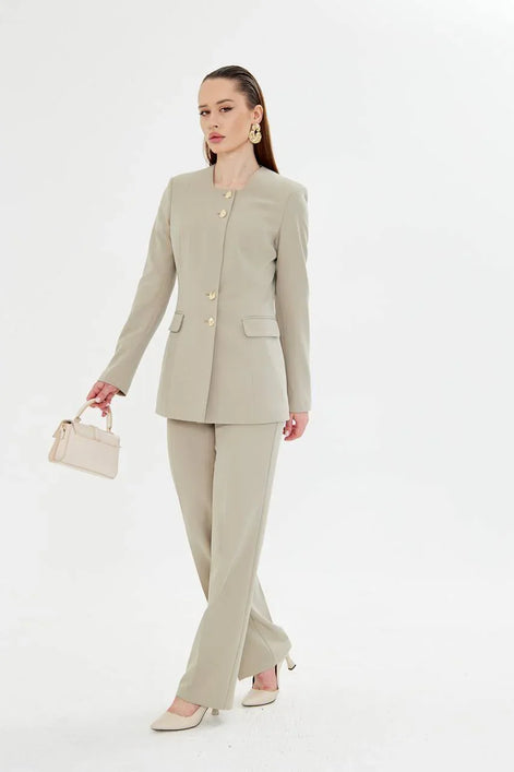 2 Piece Khaki Pant Suit