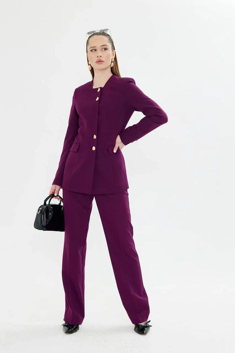 2 Piece Purple Pant Suit