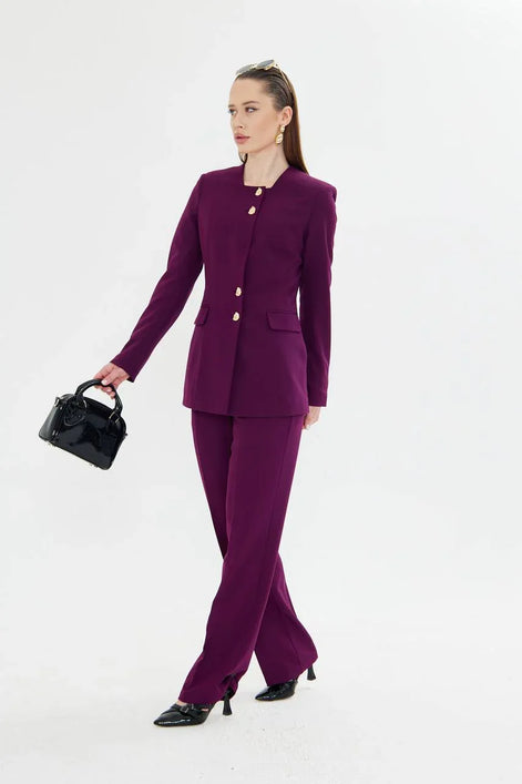 2 Piece Purple Pant Suit