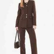 2 Piece Dark Brown Pant Suit