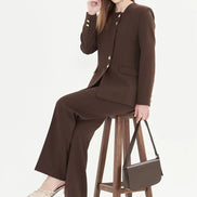2 Piece Dark Brown Pant Suit