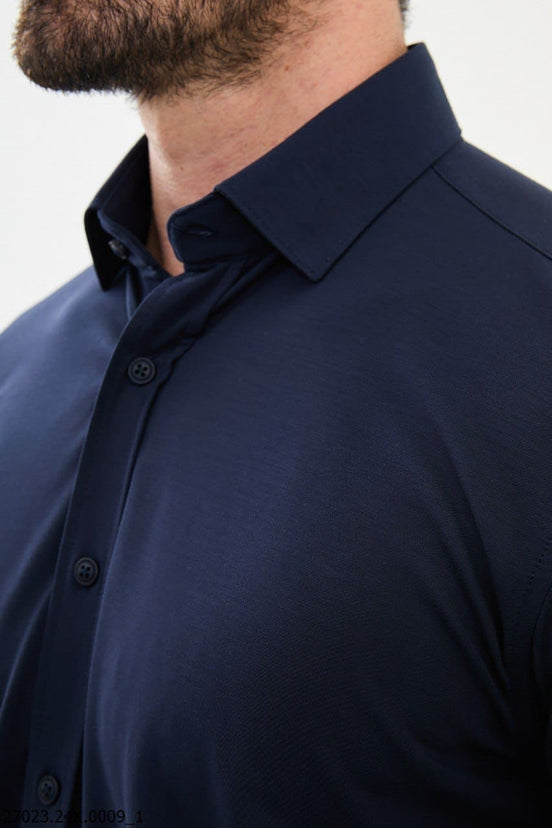 Navy Blue Cotton Shirt