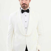 Aalvert Off White Slim Fit Tuxedo