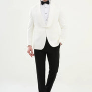 Aalvert Off White Slim Fit Tuxedo