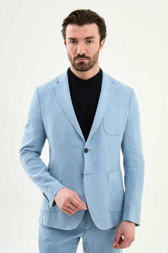 Abilene Baby Blue Linen Blazer