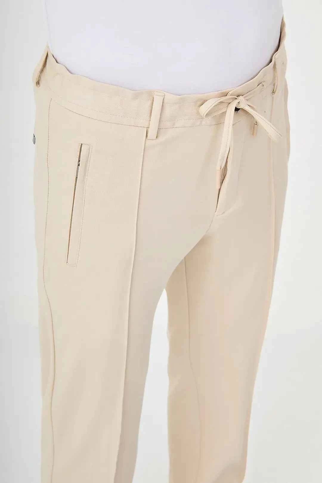 Abilene Beige Drawstring Waist Dress Pants