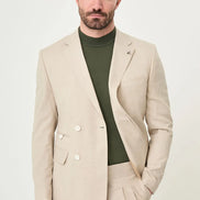 Abilene Beige Hidden Button Double Breasted Suit