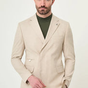 Abilene Beige Hidden Button Double Breasted Suit