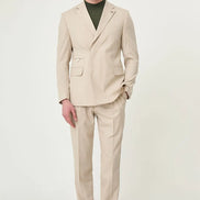 Abilene Beige Hidden Button Double Breasted Suit