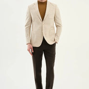 Abilene Beige Plaid Cotton Blazer