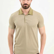 Abilene Beige Slim Fit Short Sleeve Pique Polo Shirt