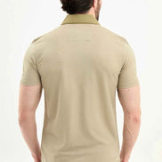 Abilene Beige Slim Fit Short Sleeve Pique Polo Shirt