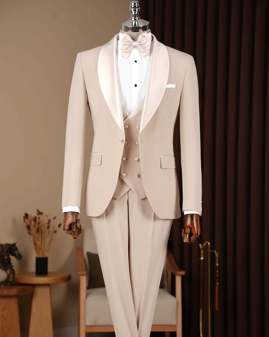 Beige Slim Fit Tuxedo