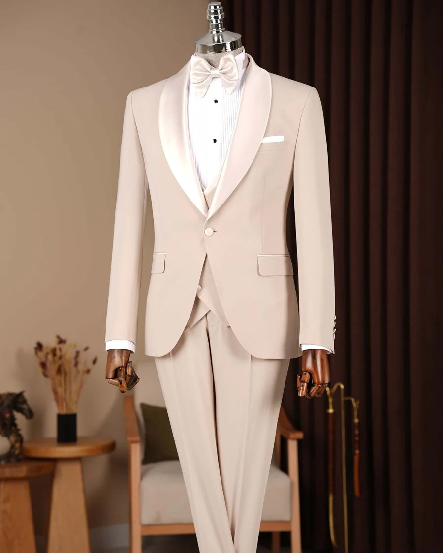 Beige Slim Fit Tuxedo