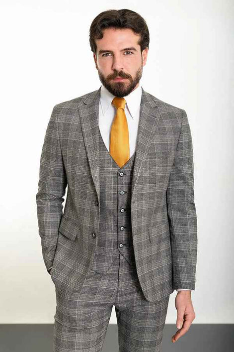 Abilene Black Glen Plaid Three Piece Suit