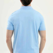 Abilene Light Blue Textured Knit Quarter Zip Polo Shirt