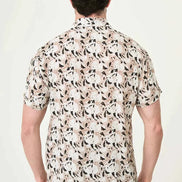 Abilene Brown Abstract Floral Print Short Sleeve Shirt