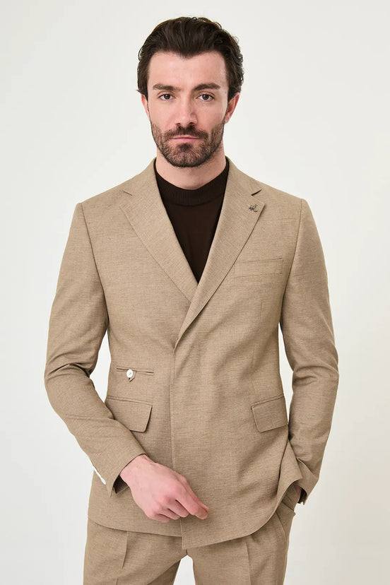 Abilene Brown Hidden Button Double Breasted Suit