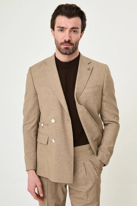 Abilene Brown Hidden Button Double Breasted Suit