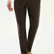 Abilene Brown Pleated Linen Trousers