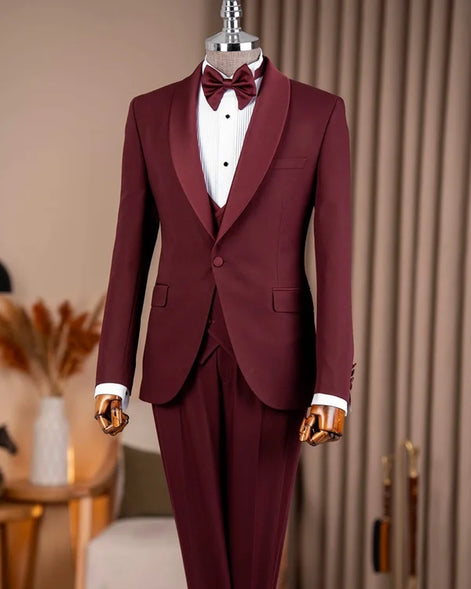 Abilene Burgundy Slim Fit Tuxedo