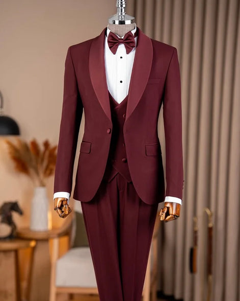 Abilene Burgundy Slim Fit Tuxedo