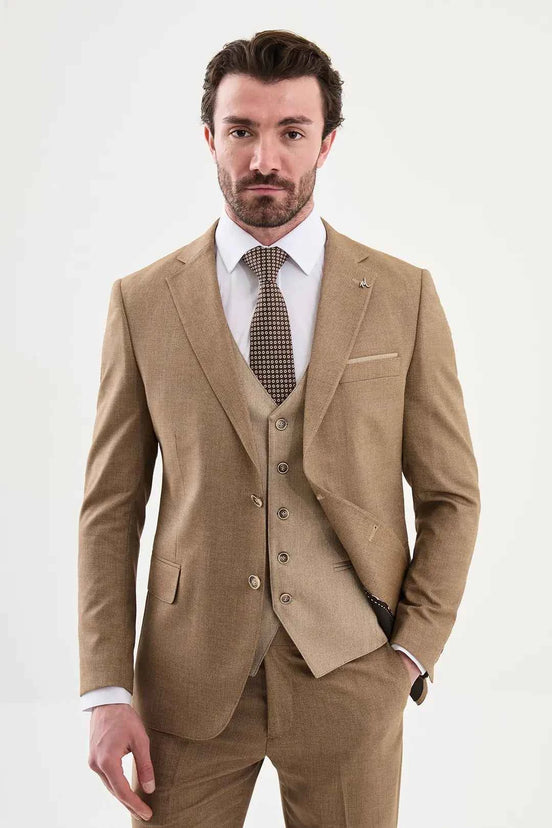 Abilene Camel Slim Fit Cotton Suit