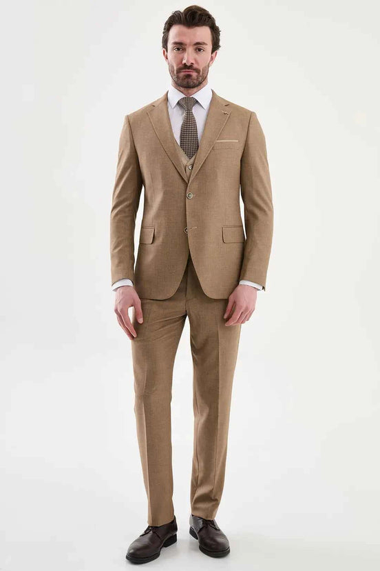 Abilene Camel Slim Fit Cotton Suit